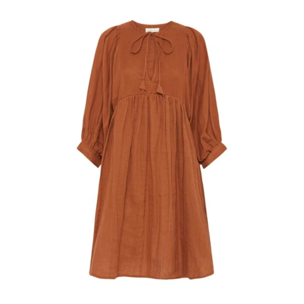 Daughters of India Dresses | Daughters of India Womens Kyra Mini Dress Rust Gauze Size Xs Nwt | Color: Brown | Size: Xs | Olgadubinko's Closet